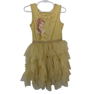 3/$15 Disney Princess Belle Kids Costume tulle layered Dress - Yellow 3T